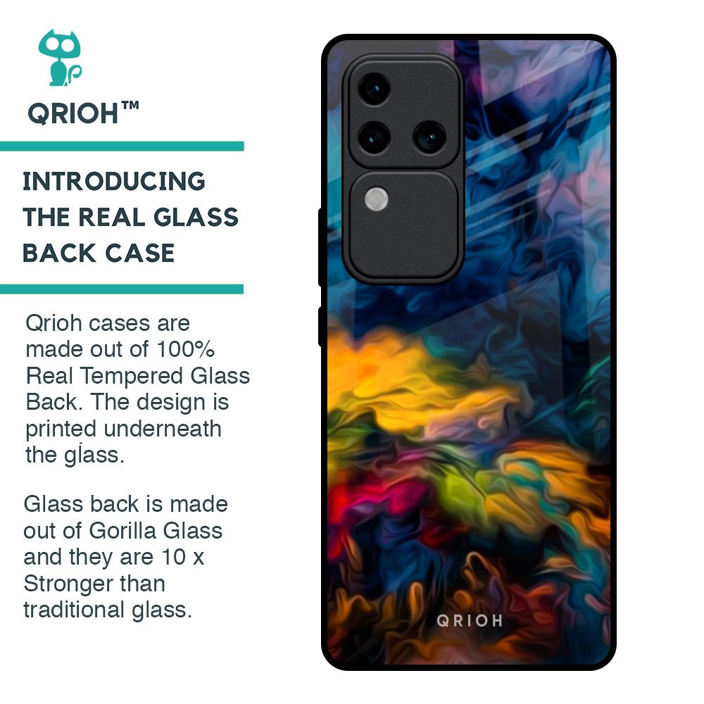 Multicolor Oil Painting Glass Case for Vivo V30 Pro 5G