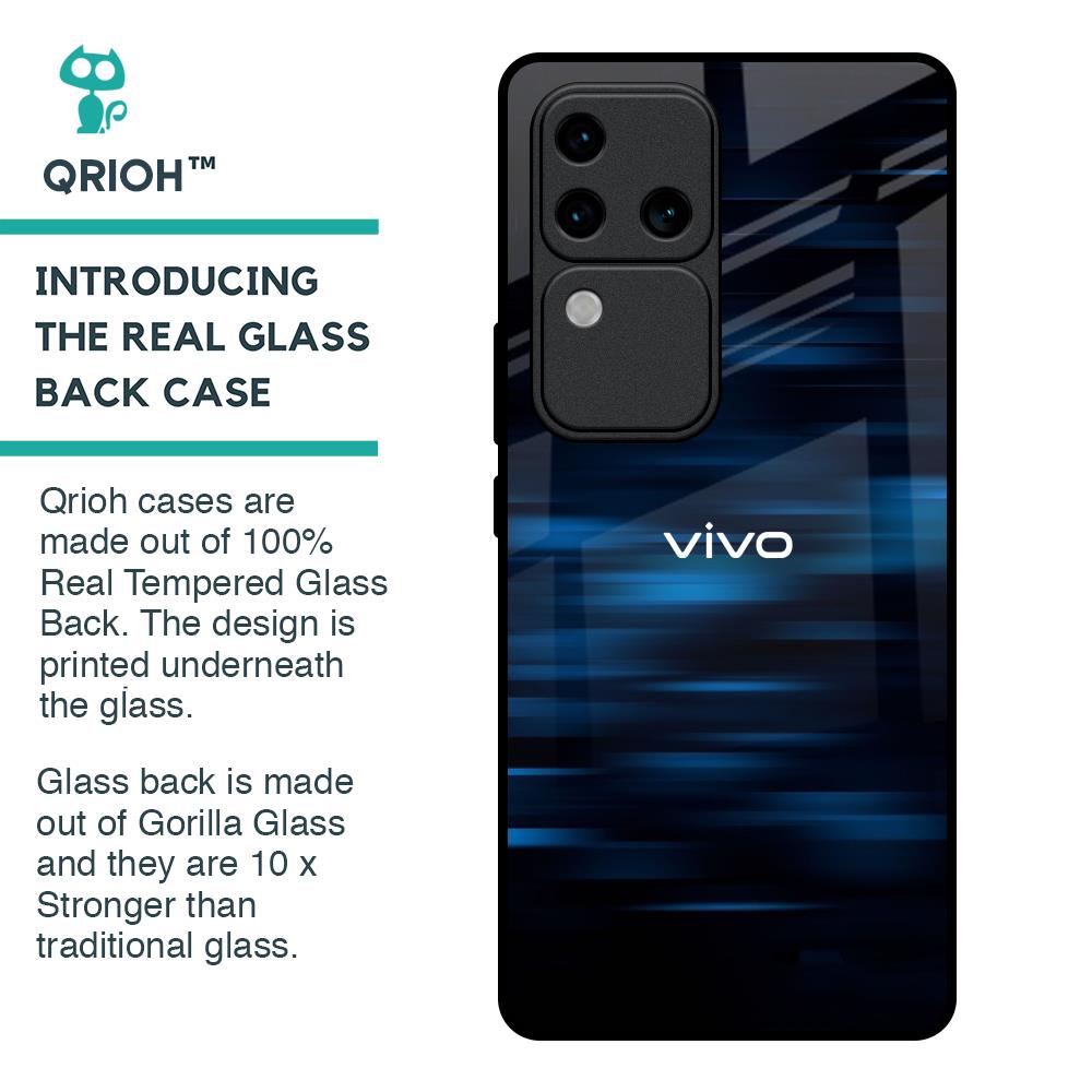 Blue Rough Abstract Glass Case for Vivo V30 Pro 5G