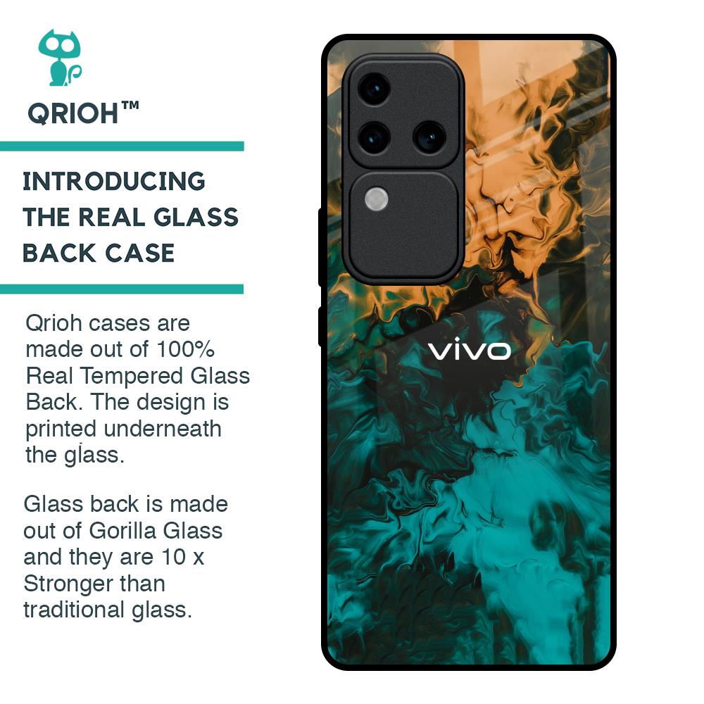 Watercolor Wave Glass Case for Vivo V30 Pro 5G