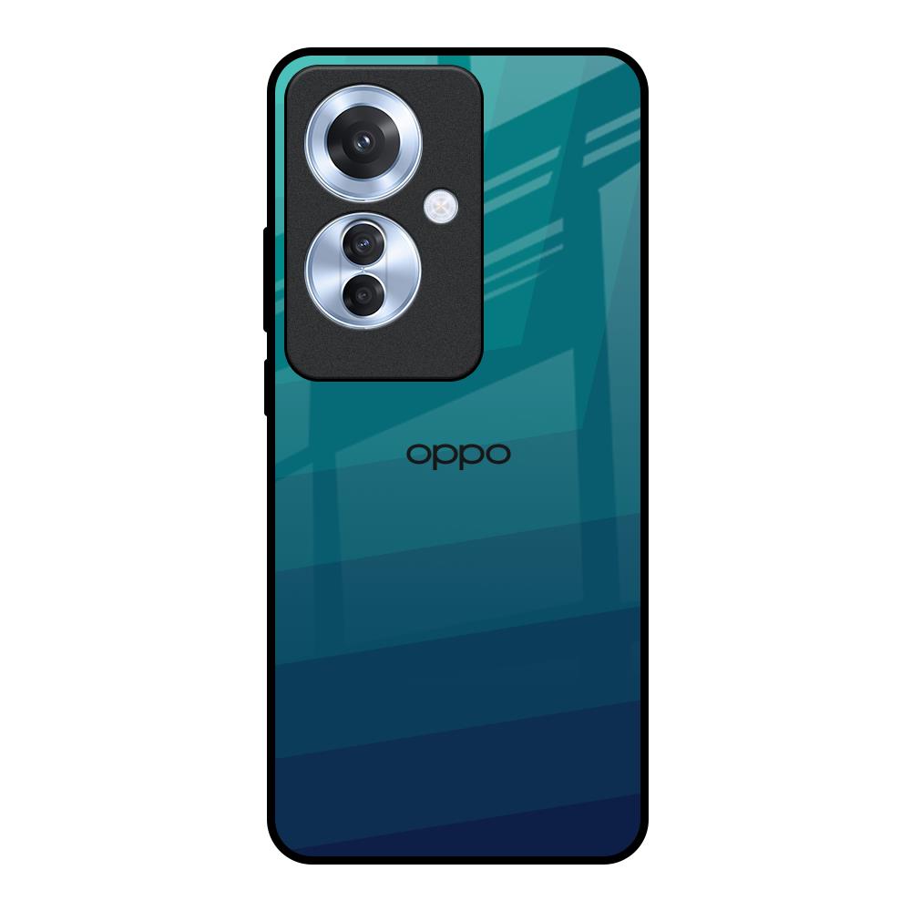 Green Triangle Pattern Oppo F25 Pro 5G Glass Back Cover Online