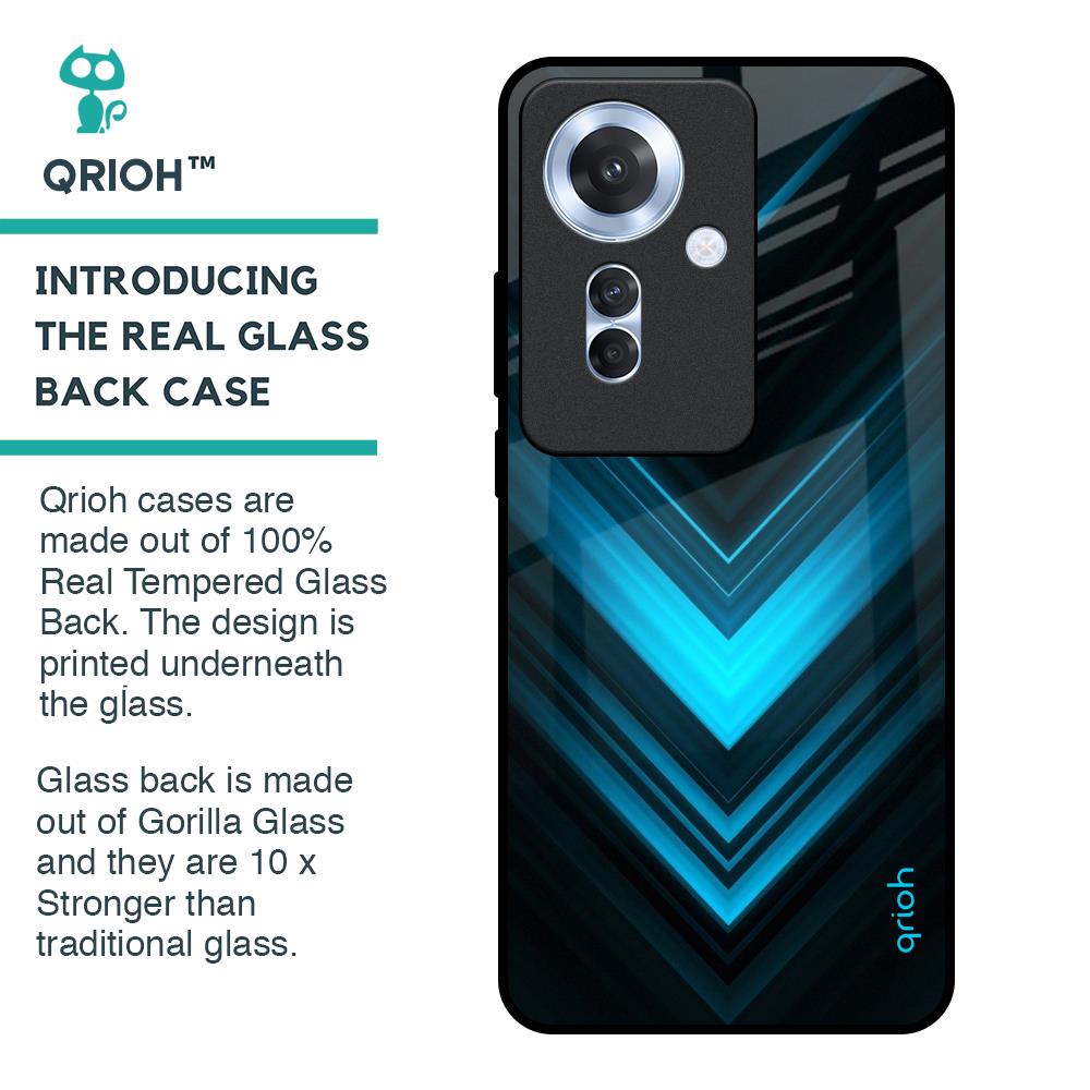 Vertical Blue Arrow Glass Case For Oppo F25 Pro 5G