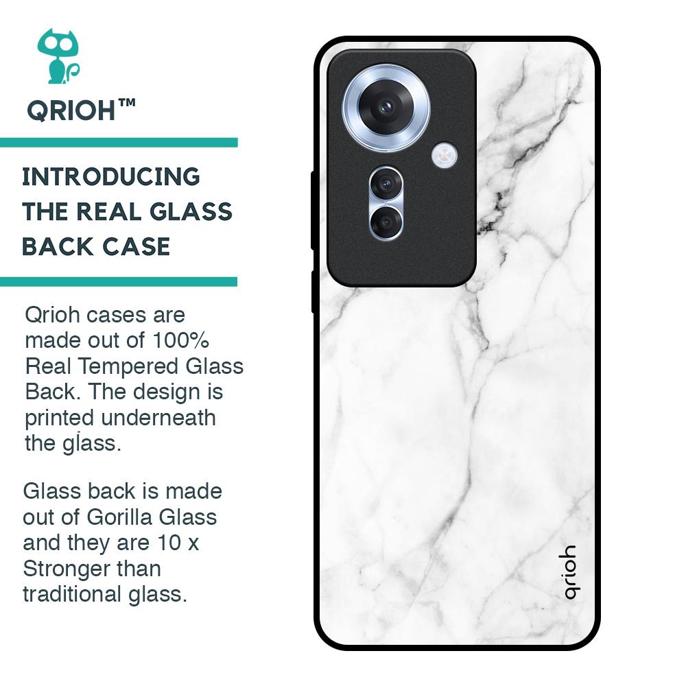 Modern White Marble Glass Case for Oppo F25 Pro 5G