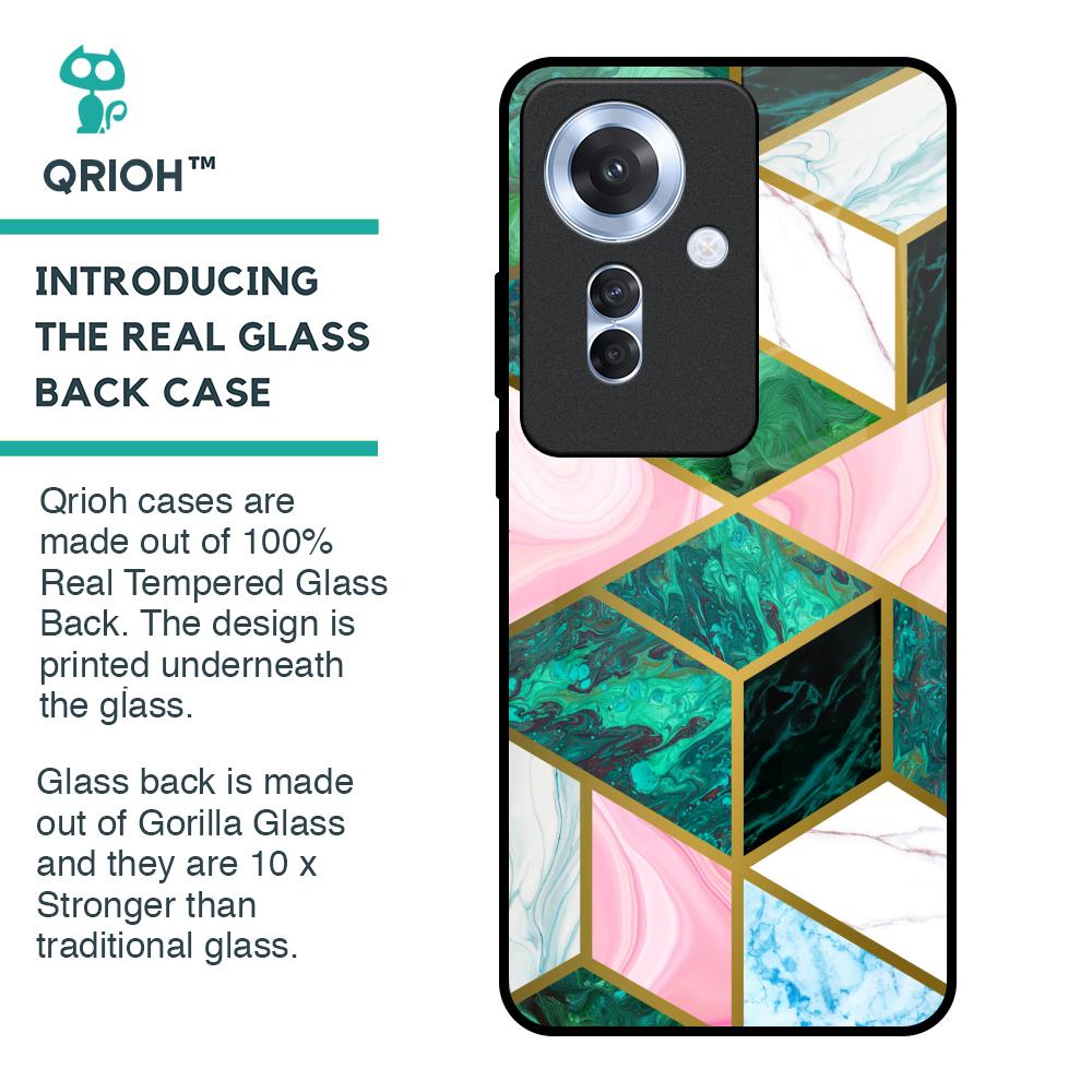 Seamless Green Marble Glass Case for Oppo F25 Pro 5G