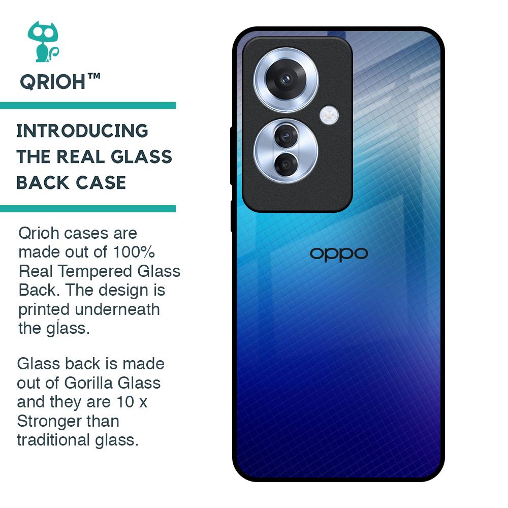 Blue Rhombus Pattern Glass Case for Oppo F25 Pro 5G