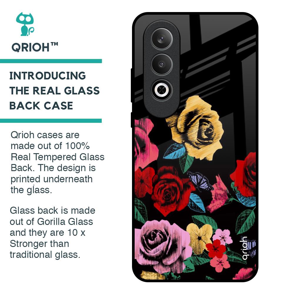 Floral Decorative Glass Case For OnePlus Nord CE4 5G