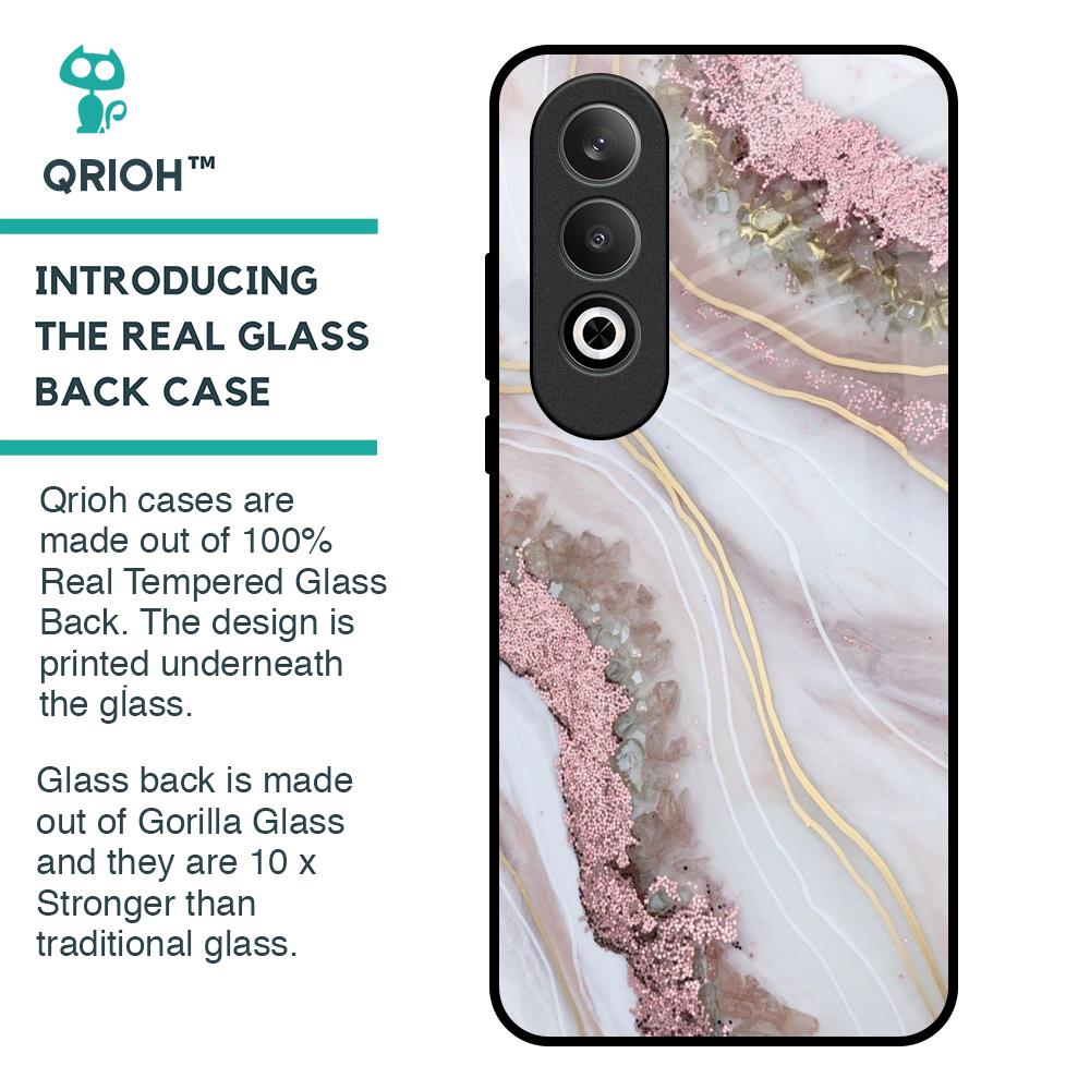 Pink & Gold Gllitter Marble Glass Case for OnePlus Nord CE4 5G
