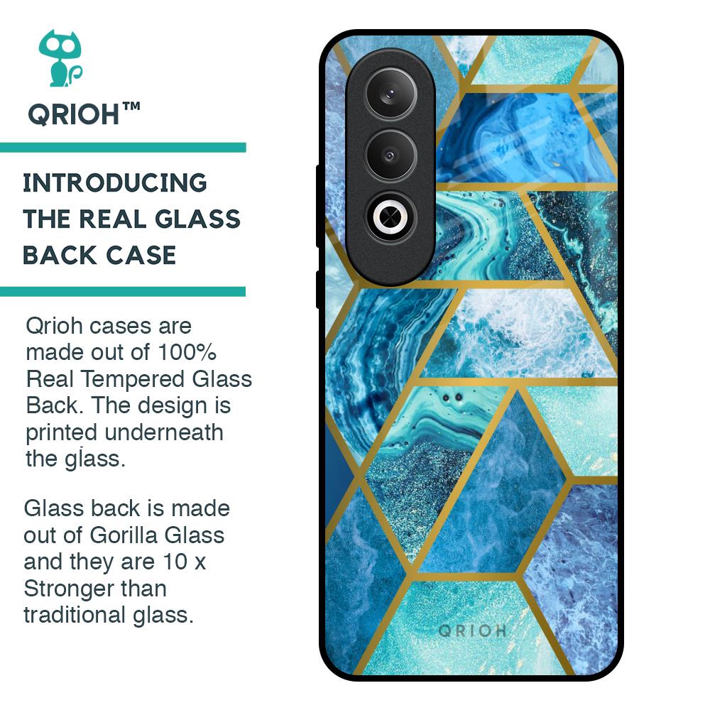 Turquoise Geometrical Marble Glass Case for OnePlus Nord CE4 5G