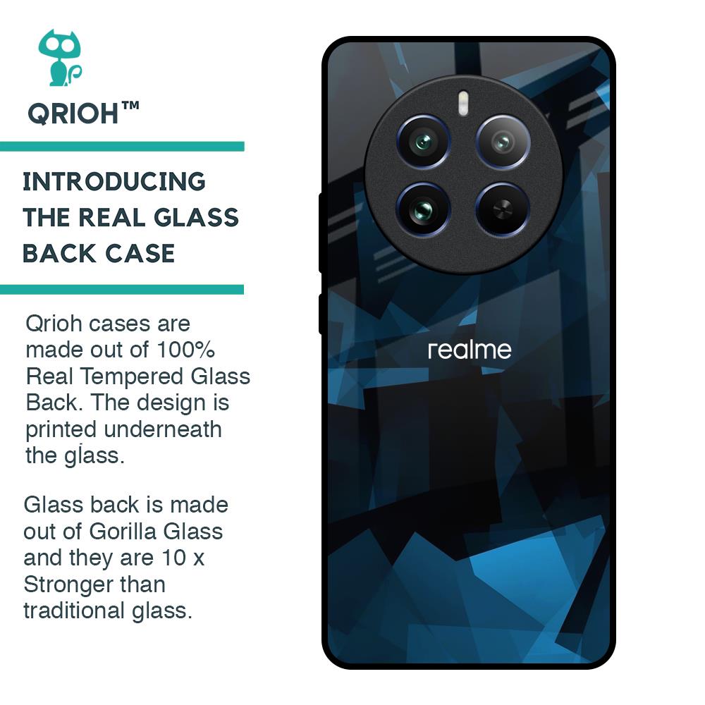Polygonal Blue Box Glass Case For Realme 12 Pro Plus 5G