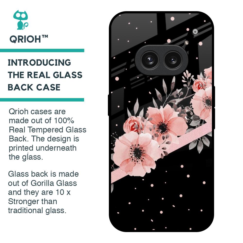Floral Black Band Glass Case For Nothing Phone 2a 5G