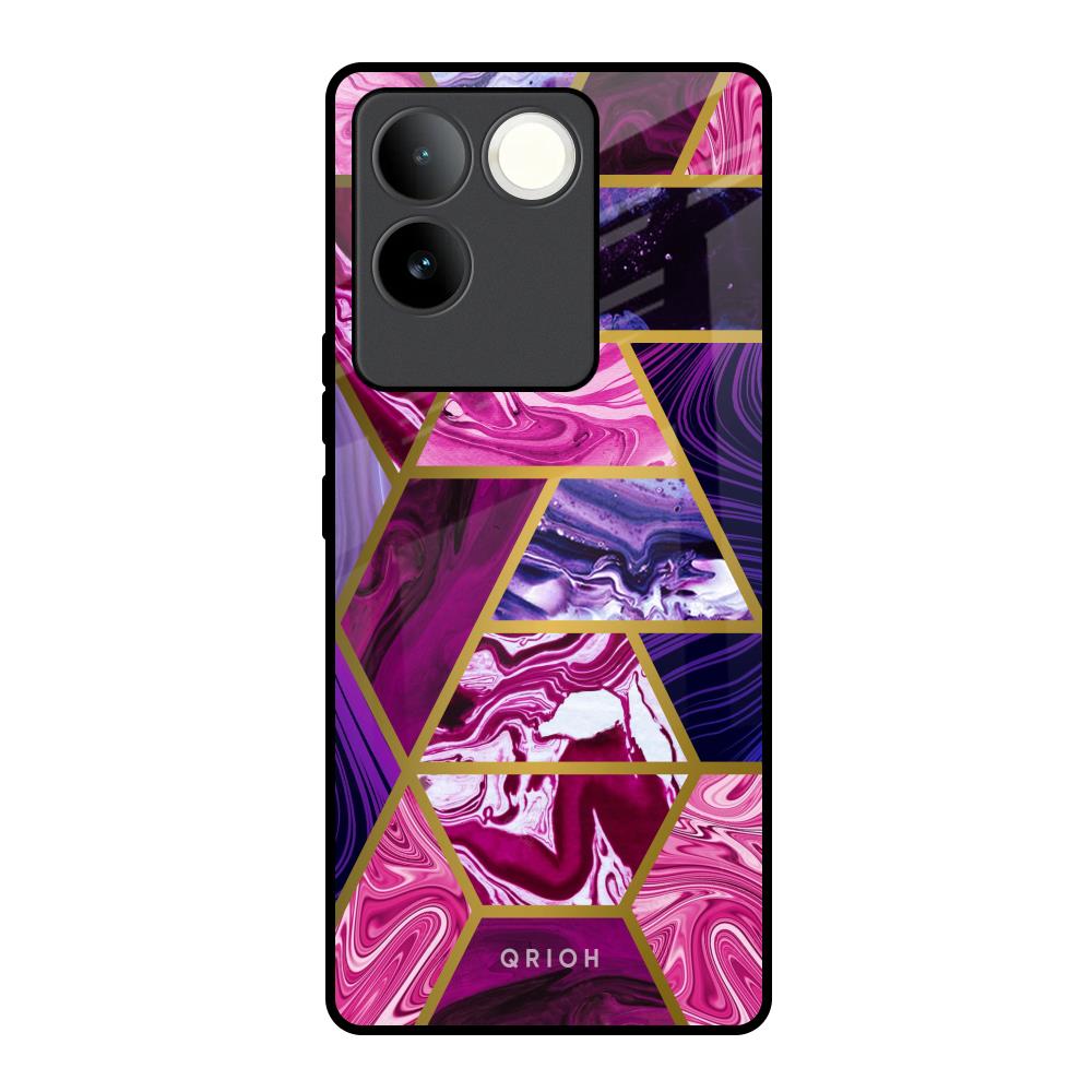 Electroplated Geometric Marble iQOO Z7 Pro 5G Glass Back Cover Online