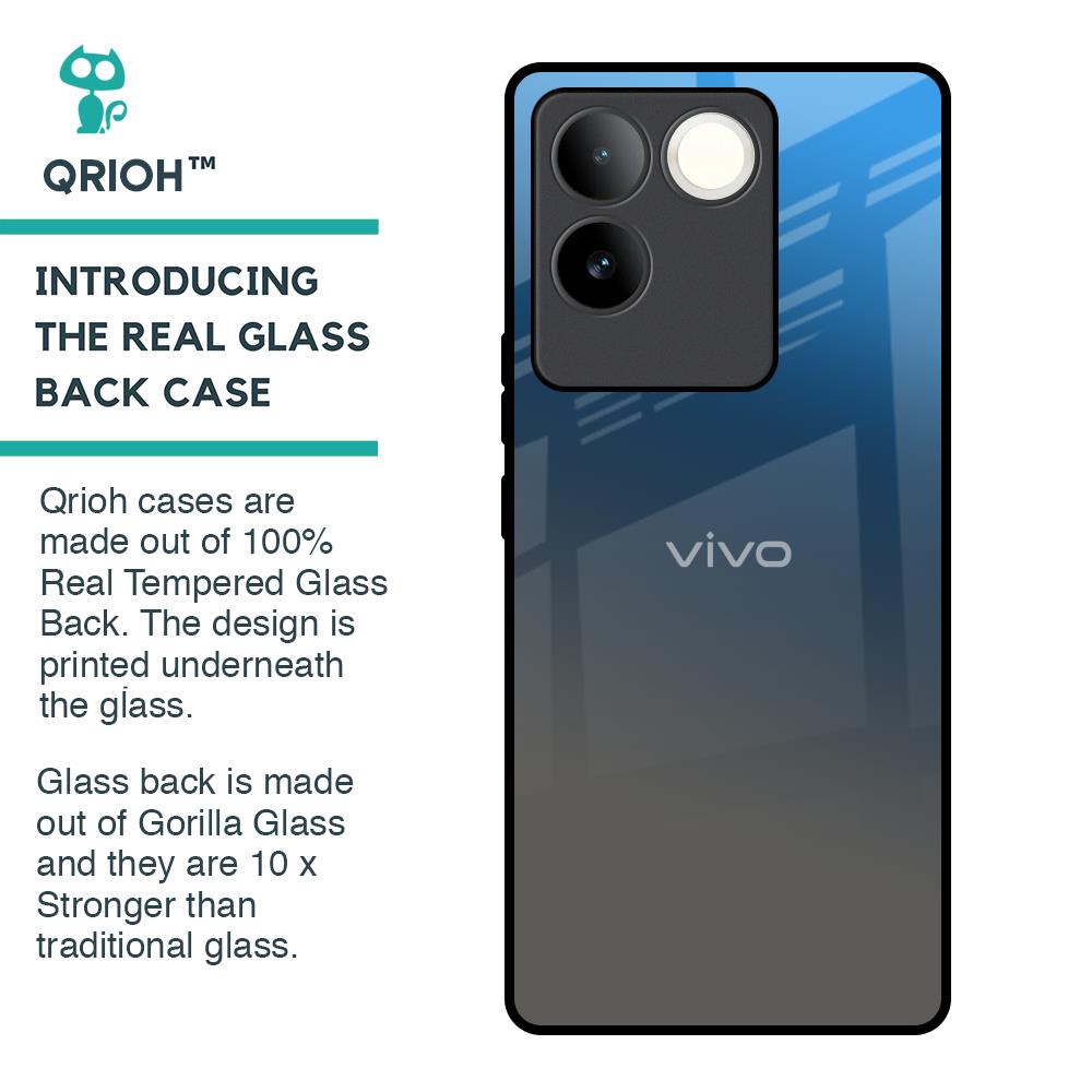 Blue Grey Ombre Glass Case for iQOO Z7 Pro 5G