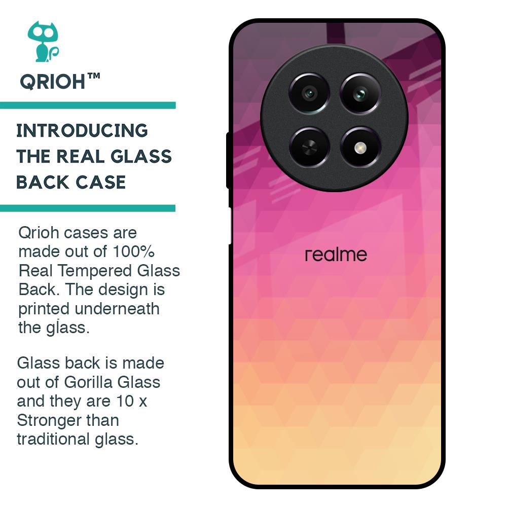 Geometric Pink Diamond Glass Case for Realme 12 5G