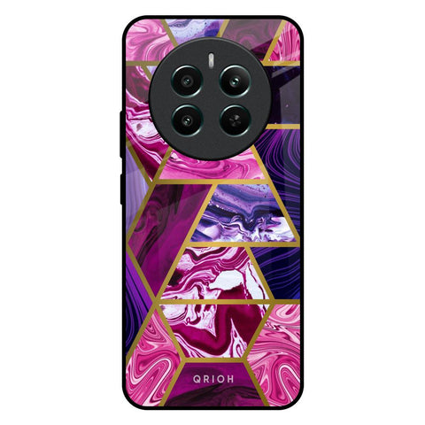 Electroplated Geometric Marble Realme 12 Plus 5G Glass Back Cover Online