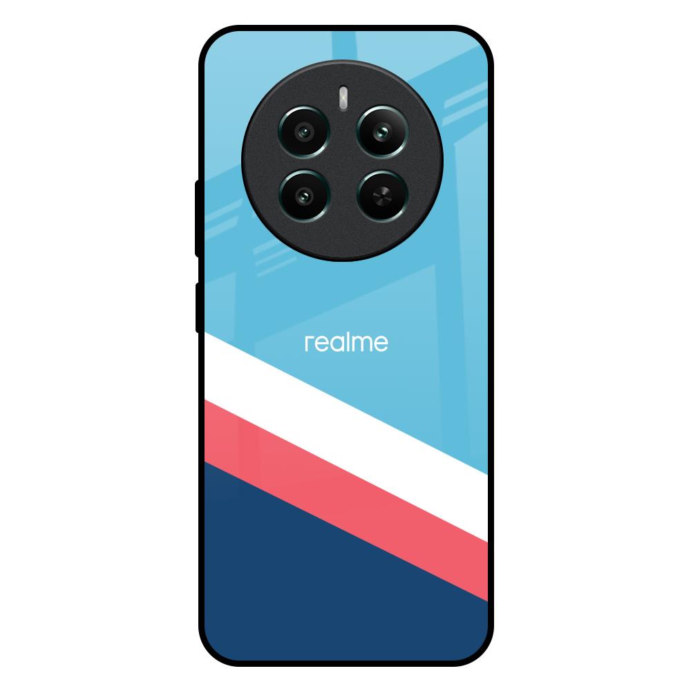 Pink & White Stripes Realme 12 Plus 5G Glass Back Cover Online