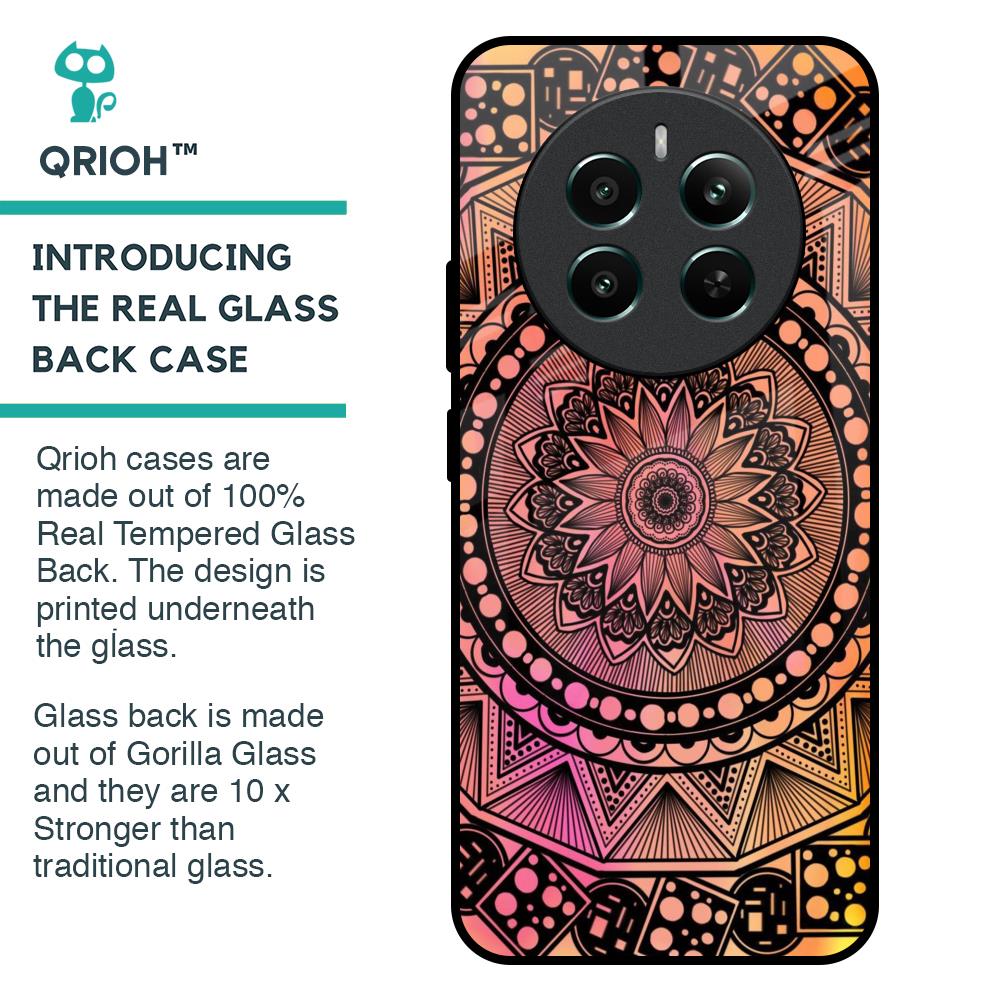 Floral Mandala Glass Case for Realme 12 Plus 5G