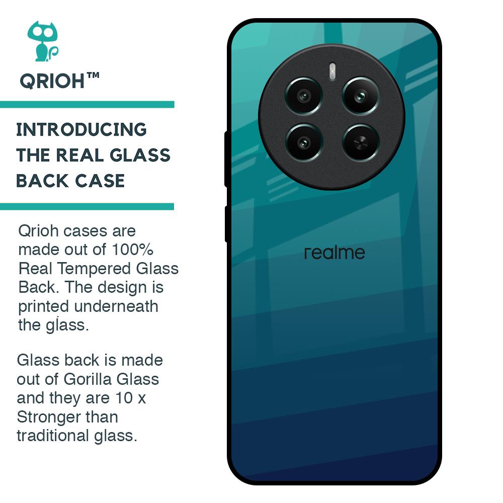 Green Triangle Pattern Glass Case for Realme 12 Plus 5G