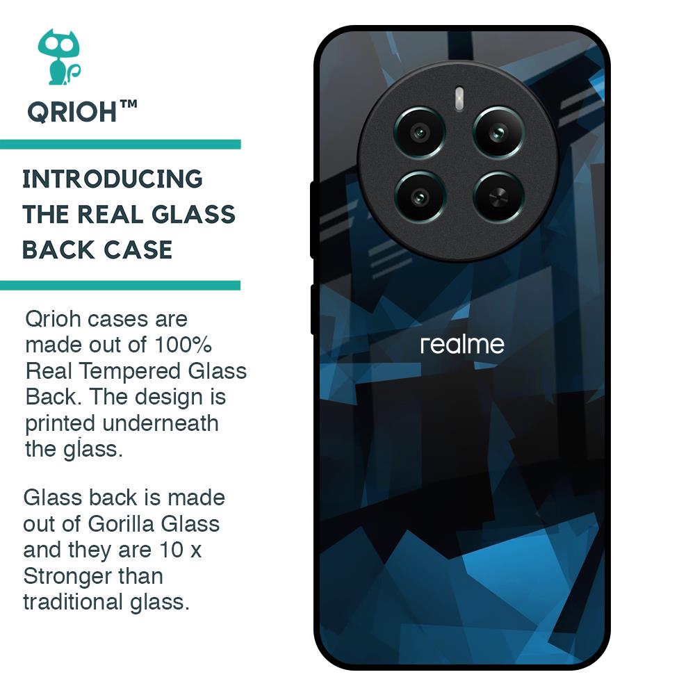 Polygonal Blue Box Glass Case For Realme 12 Plus 5G