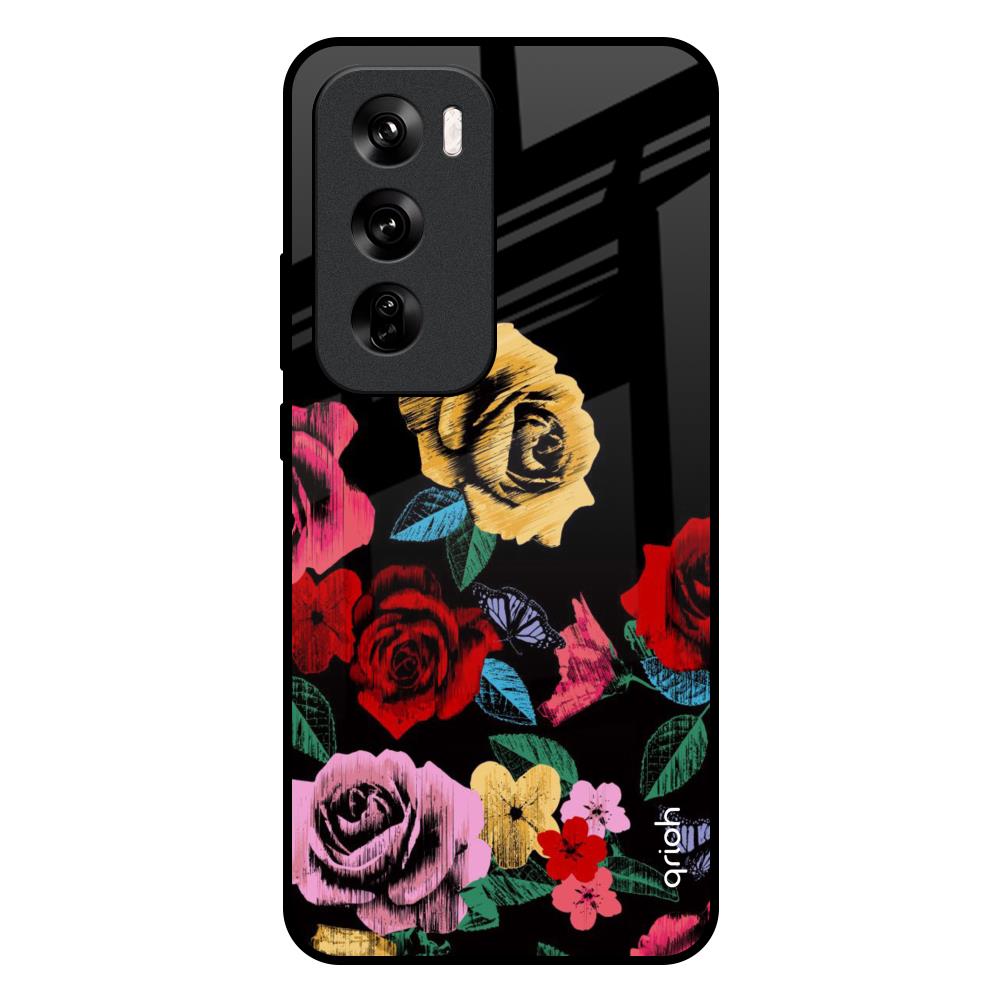 Floral Decorative Oppo Reno 12 Pro 5G Glass Back Cover Online