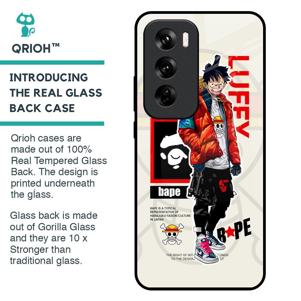 Bape Luffy Glass Case for Oppo Reno 12 Pro 5G