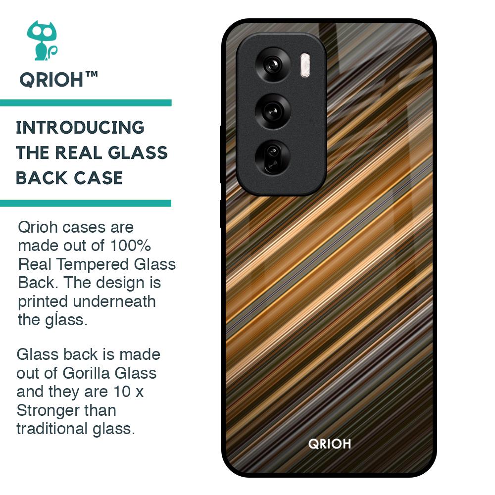 Diagonal Slash Pattern Glass Case for Oppo Reno 12 Pro 5G