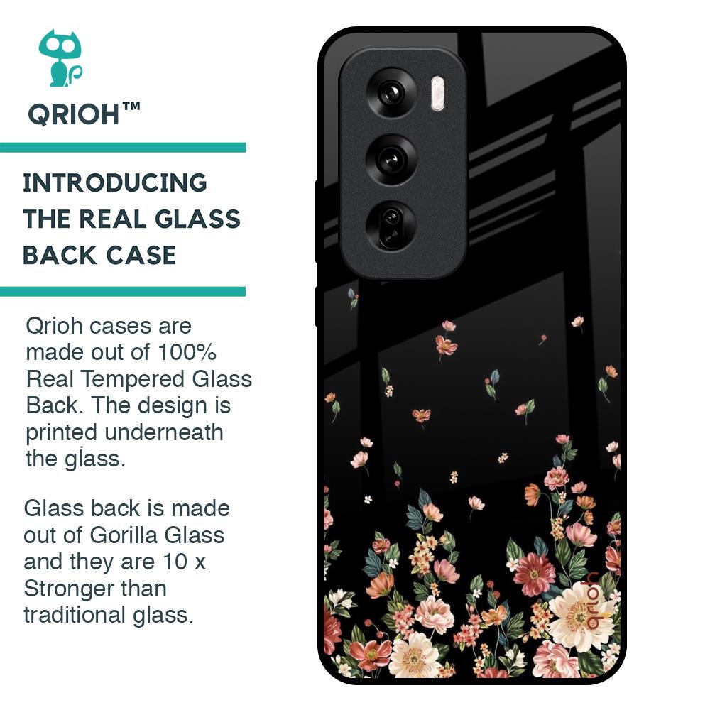 Floating Floral Print Glass Case for Oppo Reno 12 Pro 5G