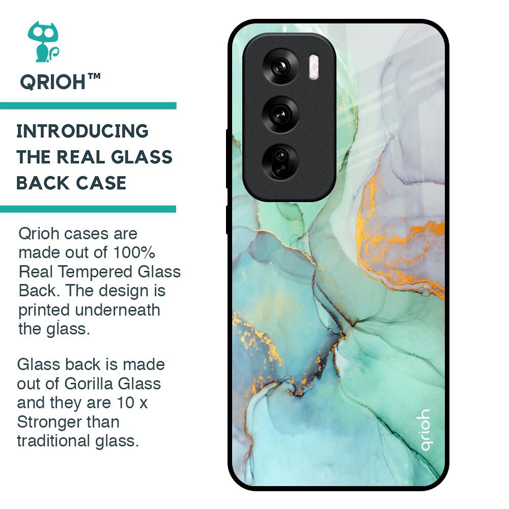 Green Marble Glass Case for Oppo Reno 12 Pro 5G