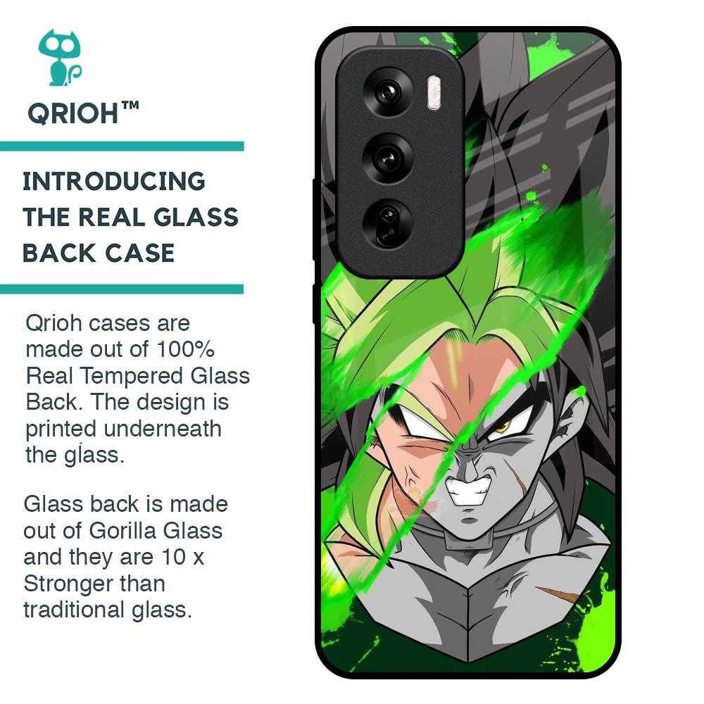 Anime Green Splash Glass Case for Oppo Reno 12 Pro 5G