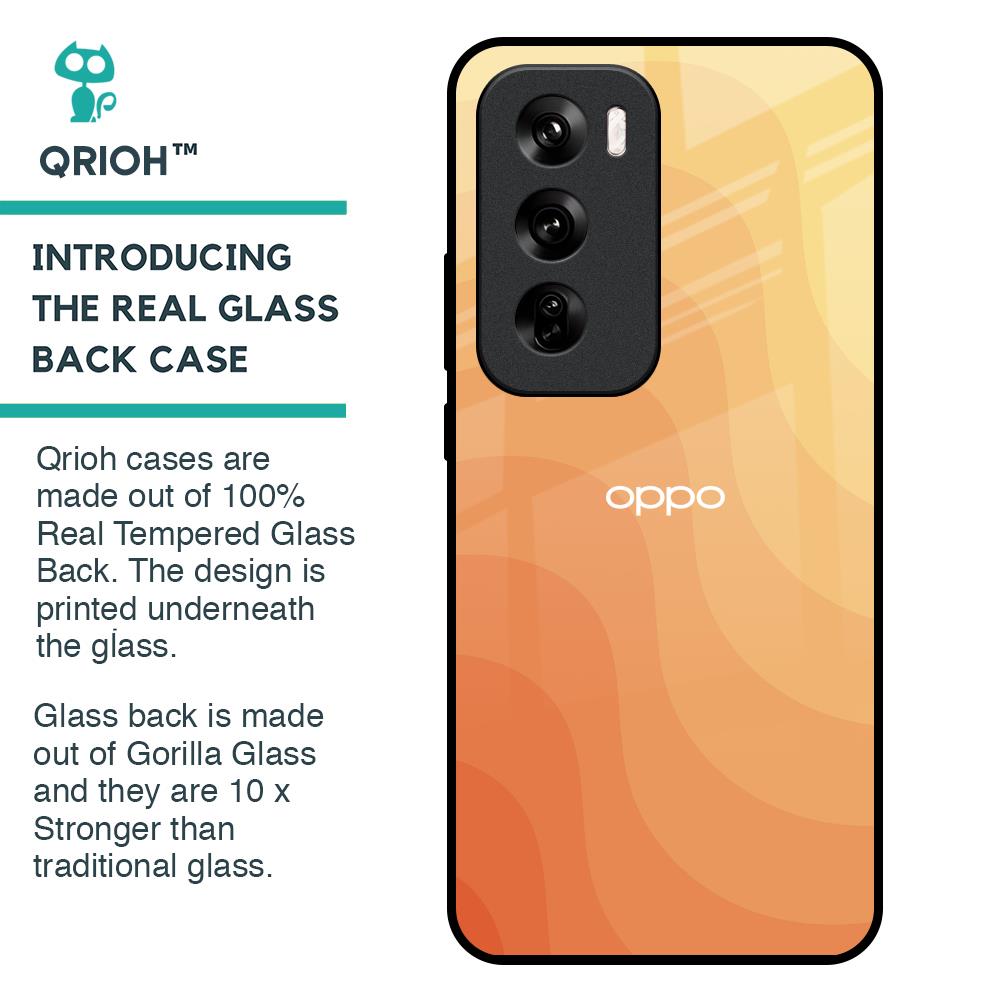Orange Curve Pattern Glass Case for Oppo Reno 12 Pro 5G