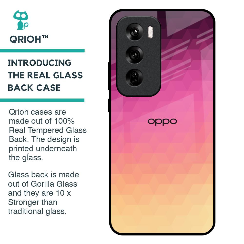 Geometric Pink Diamond Glass Case for Oppo Reno 12 Pro 5G