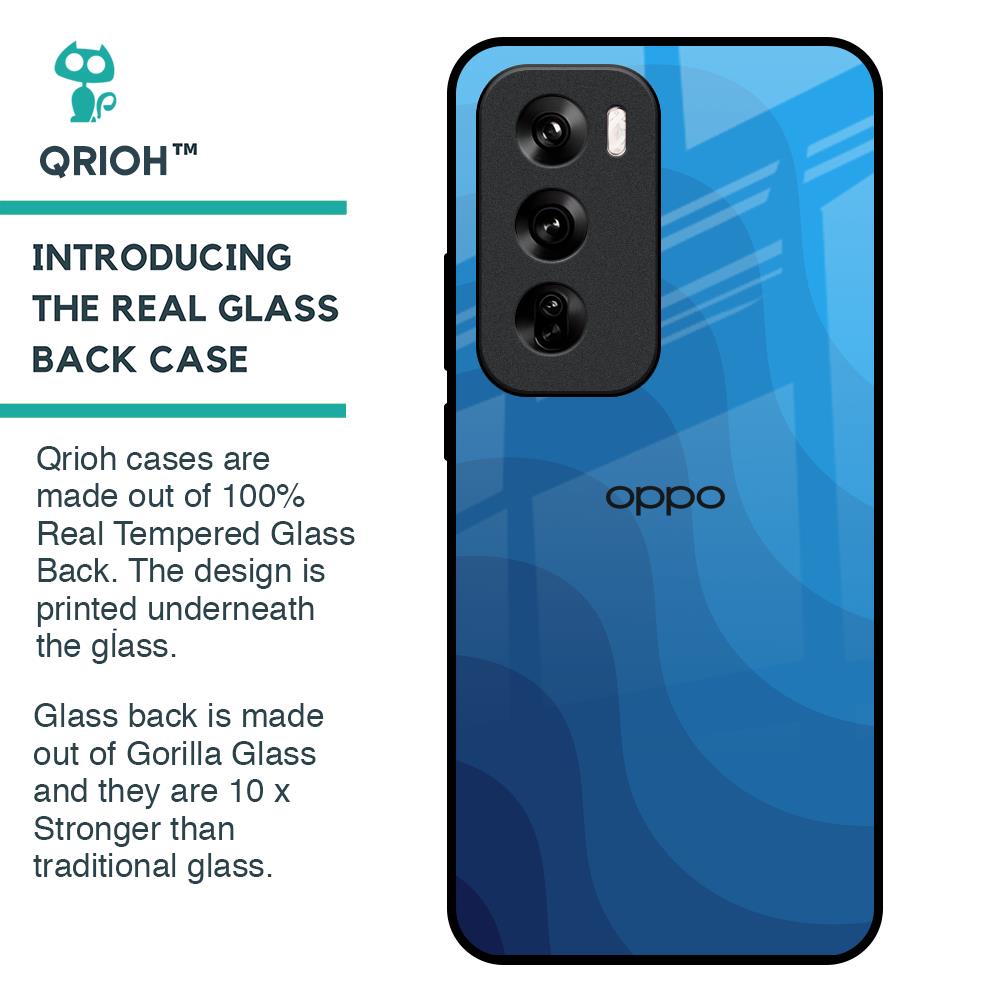 Blue Wave Abstract Glass Case for Oppo Reno 12 Pro 5G