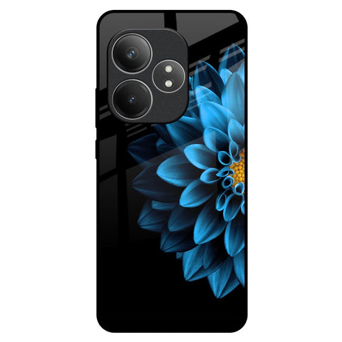 Half Blue Flower Realme GT 6 5G Glass Back Cover Online