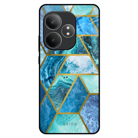 Turquoise Geometrical Marble Realme GT 6 5G Glass Back Cover Online