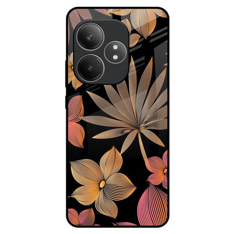 Lines Pattern Flowers Realme GT 6 5G Glass Back Cover Online