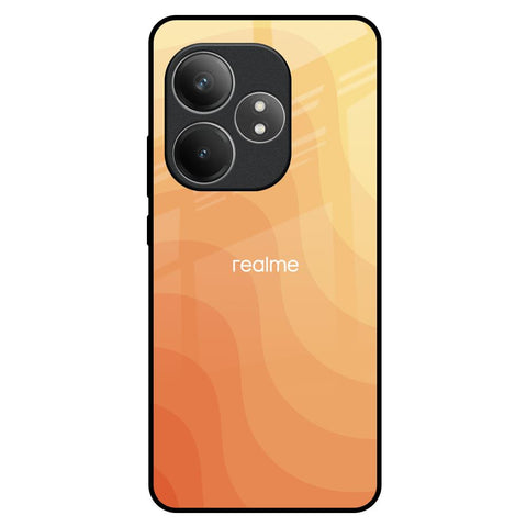 Orange Curve Pattern Realme GT 6 5G Glass Back Cover Online