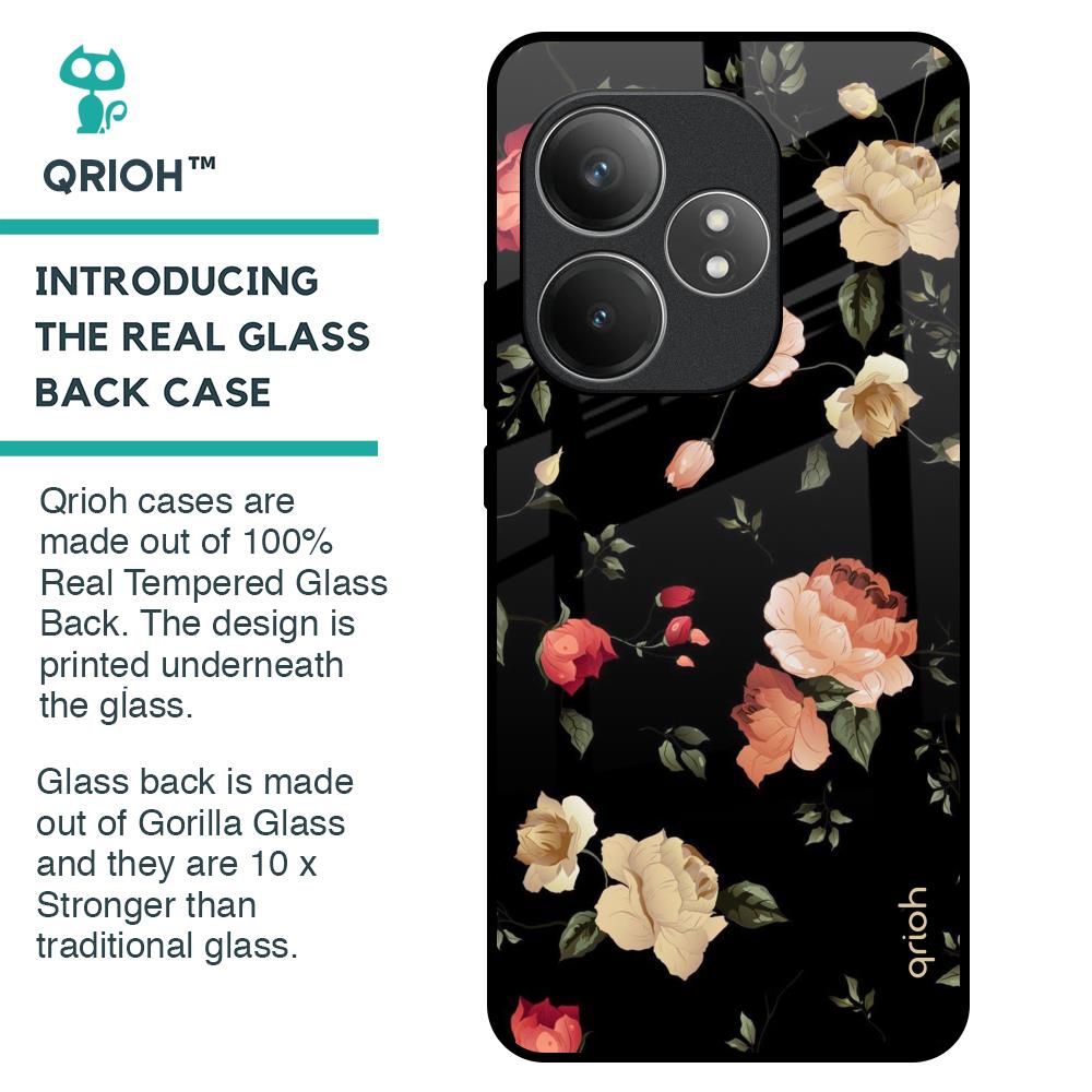Black Spring Floral Glass Case for Realme GT 6 5G