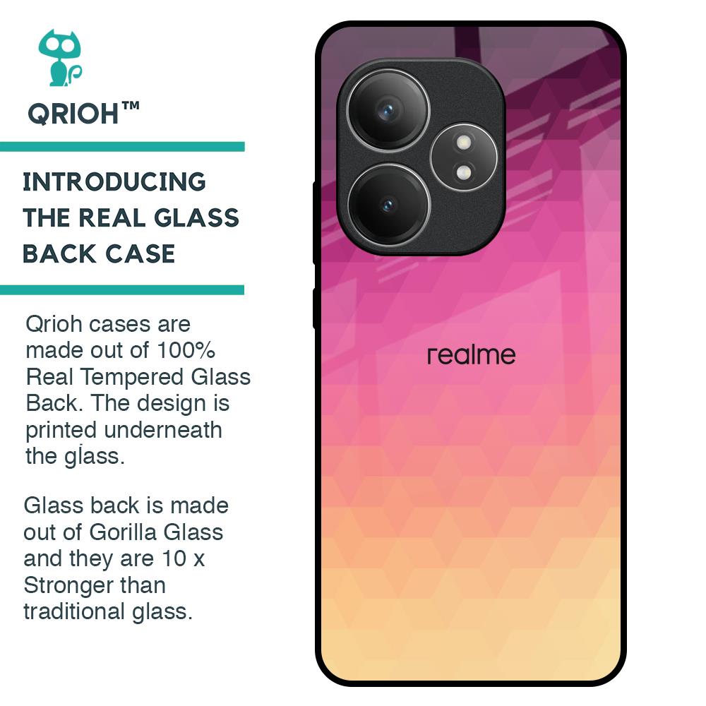 Geometric Pink Diamond Glass Case for Realme GT 6 5G