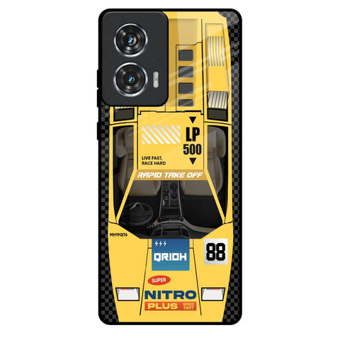 Yellow Racing Car Motorola Edge 50 Fusion 5G Glass Back Cover Online