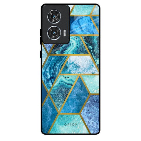 Turquoise Geometrical Marble Motorola Edge 50 Fusion 5G Glass Back Cover Online