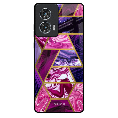 Electroplated Geometric Marble Motorola Edge 50 Fusion 5G Glass Back Cover Online