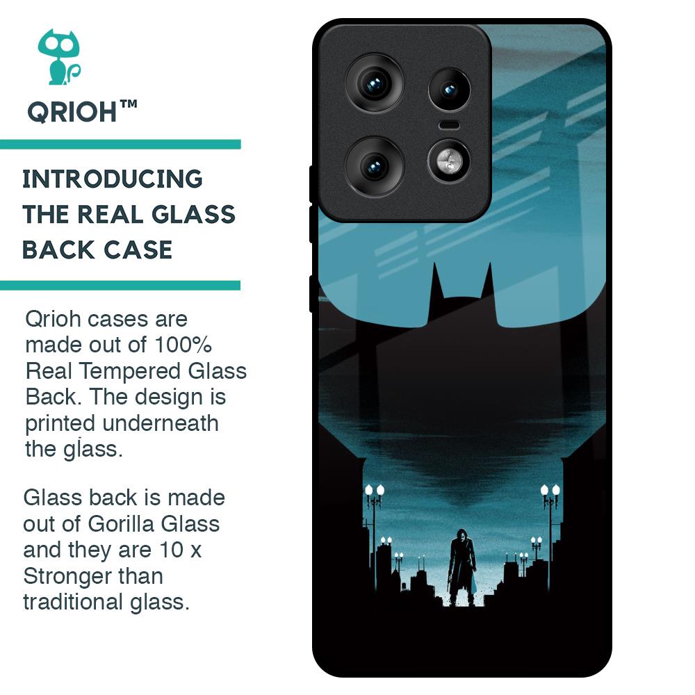 Cyan Bat Glass Case for Motorola Edge 50 Pro 5G