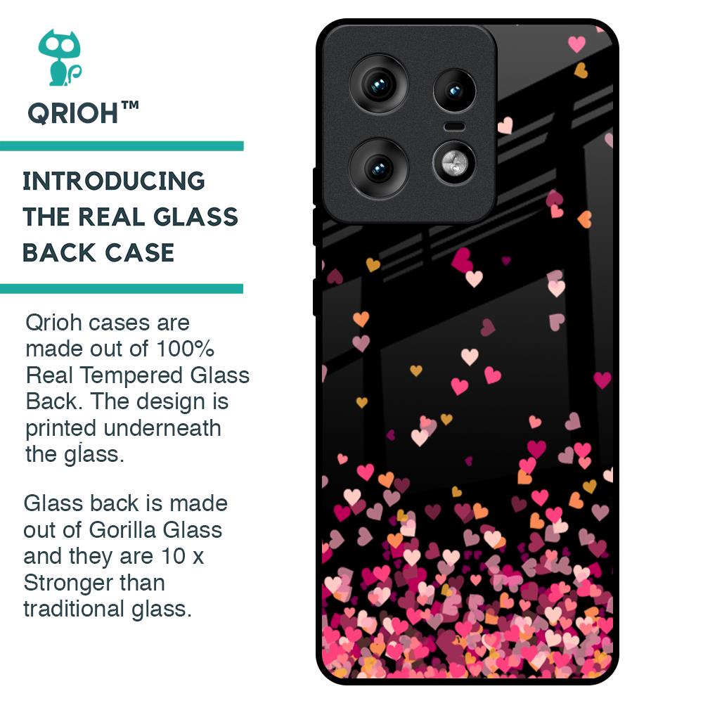 Heart Rain Fall Glass Case For Motorola Edge 50 Pro 5G