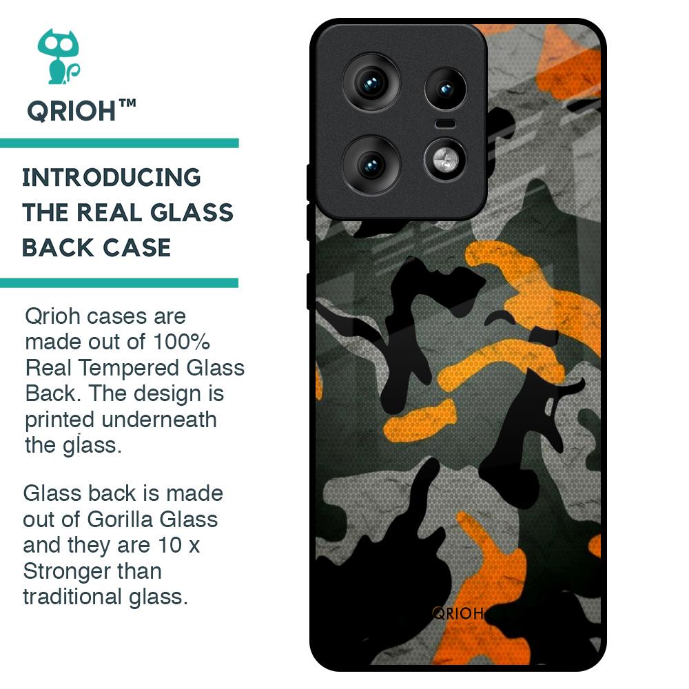 Camouflage Orange Glass Case For Motorola Edge 50 Pro 5G