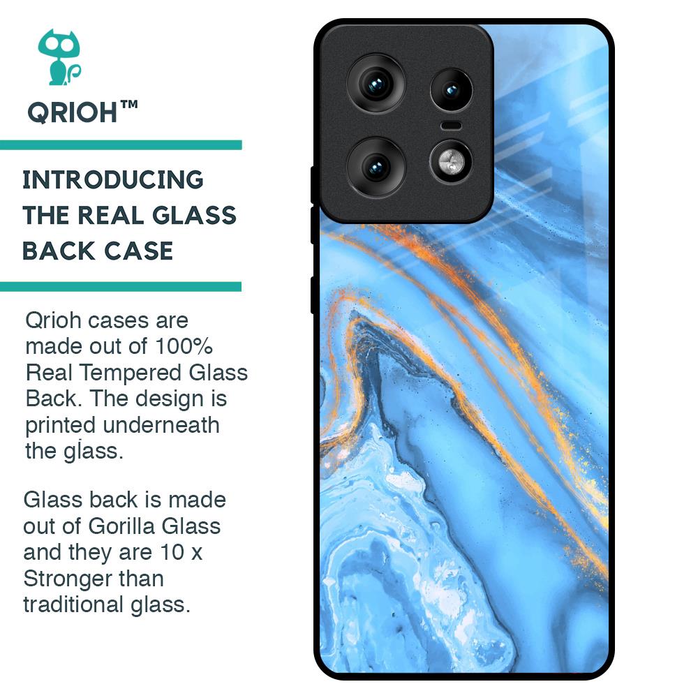 Vibrant Blue Marble Glass Case for Motorola Edge 50 Pro 5G