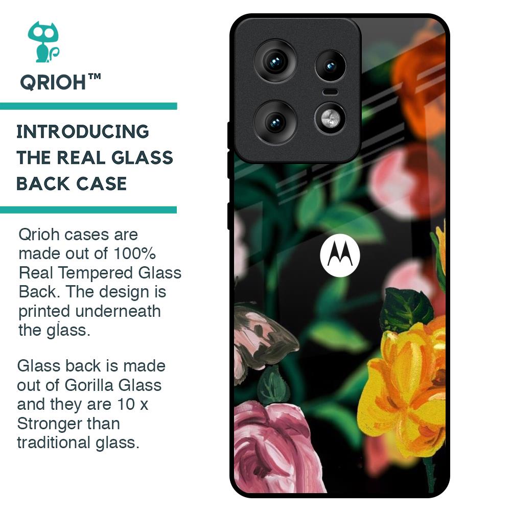 Flowers & Butterfly Glass Case for Motorola Edge 50 Pro 5G