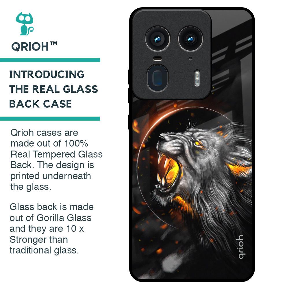 Aggressive Lion Glass Case for Motorola Edge 50 Ultra 5G