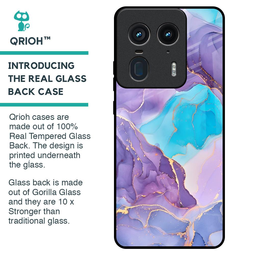 Alcohol ink Marble Glass Case for Motorola Edge 50 Ultra 5G