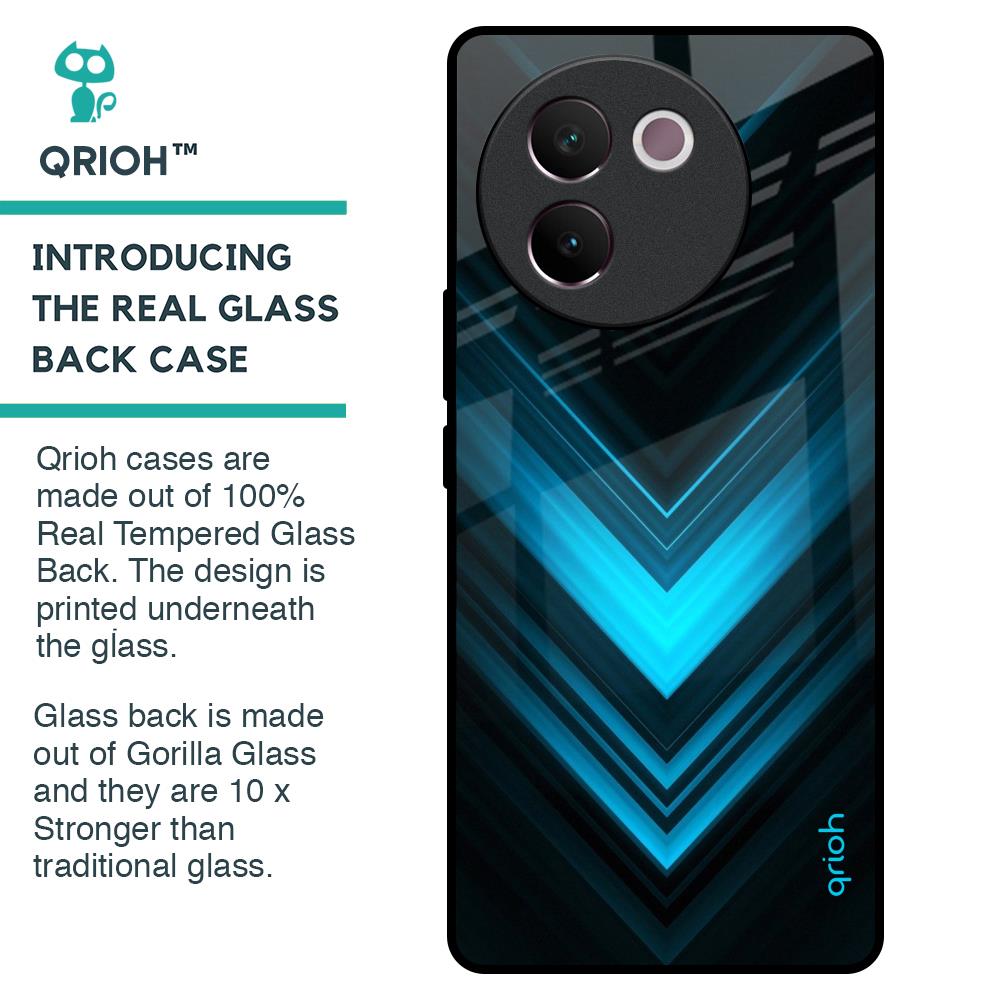 Vertical Blue Arrow Glass Case For Vivo V30e