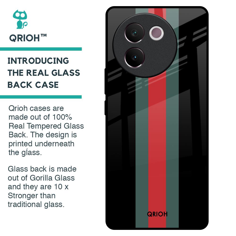 Vertical Stripes Glass Case for Vivo V30e
