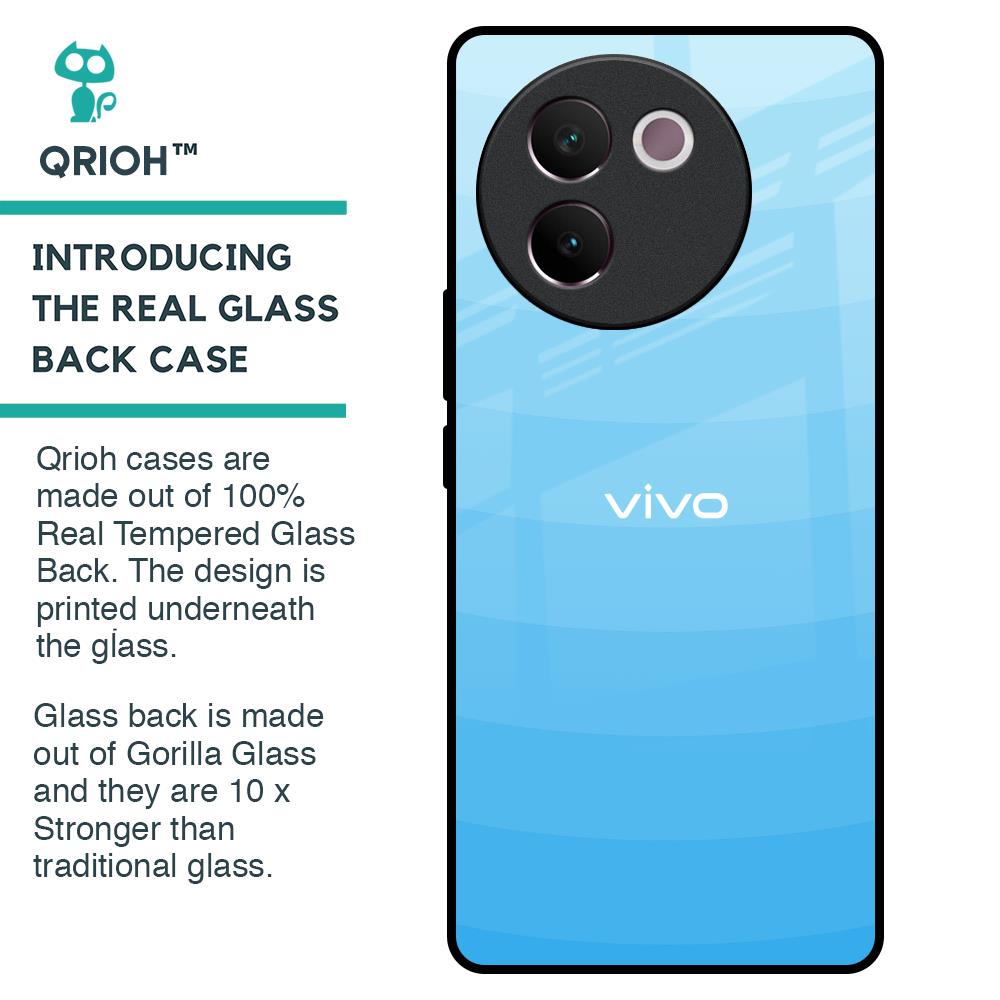 Wavy Blue Pattern Glass Case for Vivo V30e