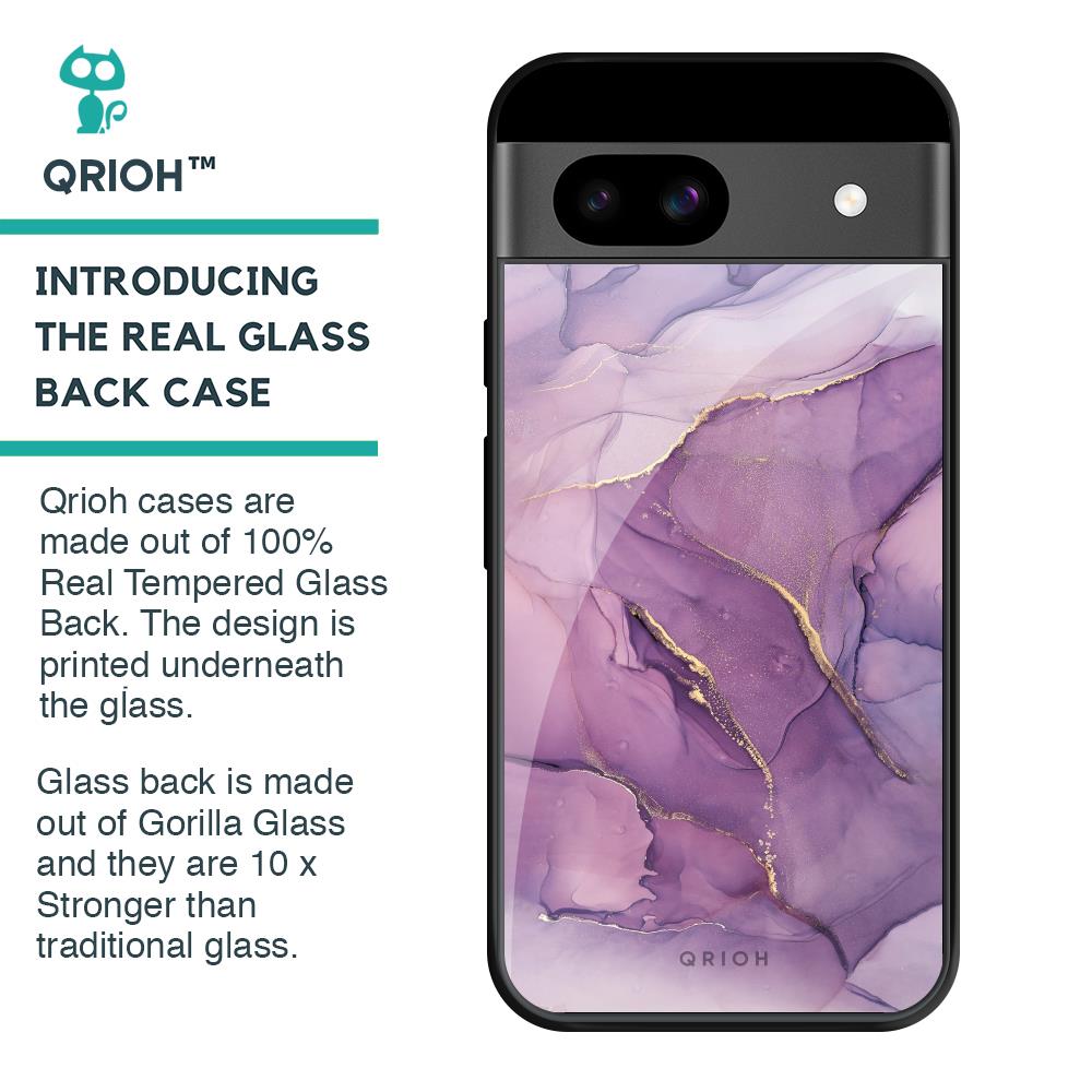 Purple Gold Marble Glass Case for Google Pixel 8A